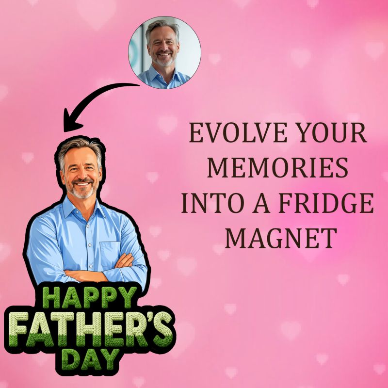 Personalized Happy Fathers Day Photo Fridge Magnet for Dad Room Decor for Papa from Daughter & Son